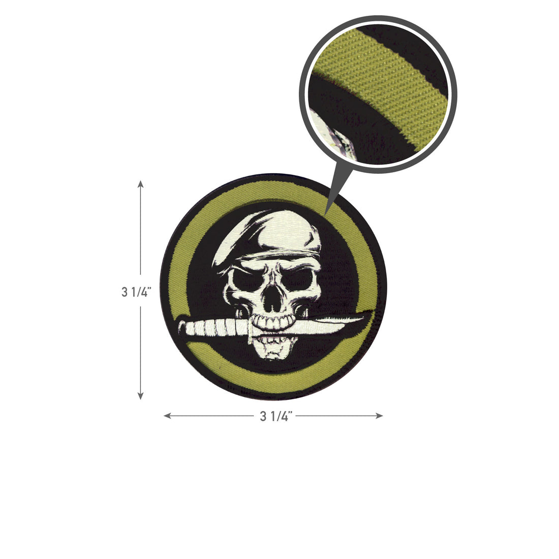 72194  ROTHCO MILITARY SKULL / KNIFE  PATCH W/HOOK BACK